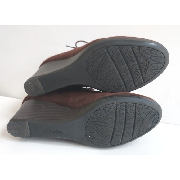 Ladies Clarks Bendables Crystal Peri Brown Suede Lace Up Wedge Boots Size 10M - Picture 8 of 8